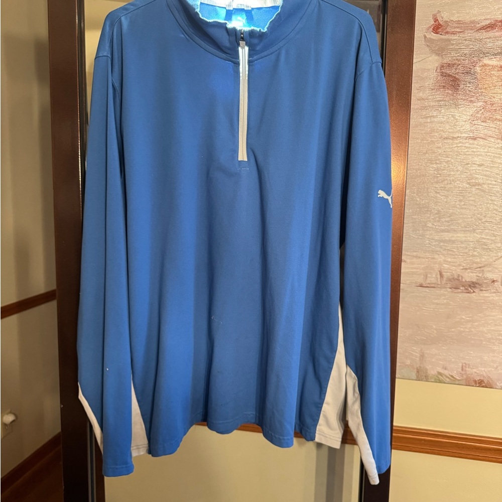Puma Blue Quarter-Zip Top with White Accents